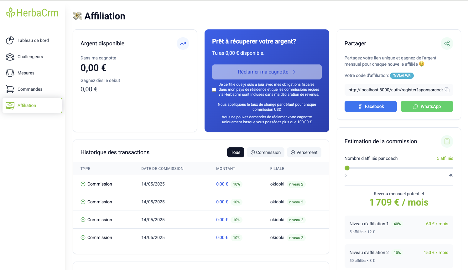HerbaCRM Interface